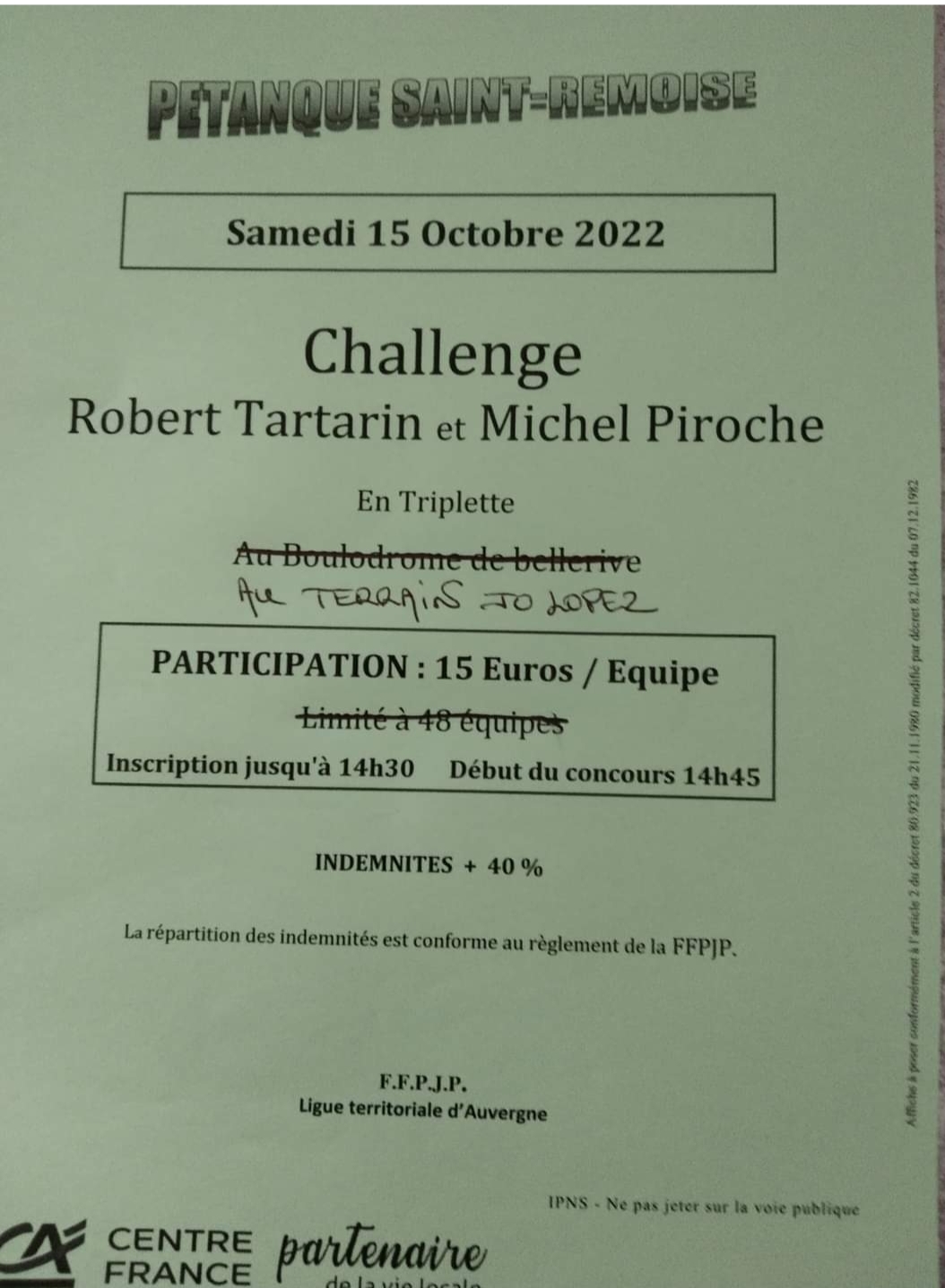 CHALLENGE ROBERT TARTARIN -MICHEL PIROCHE CHALLENGE ROBERT TARTARIN -MICHEL PIROCHE