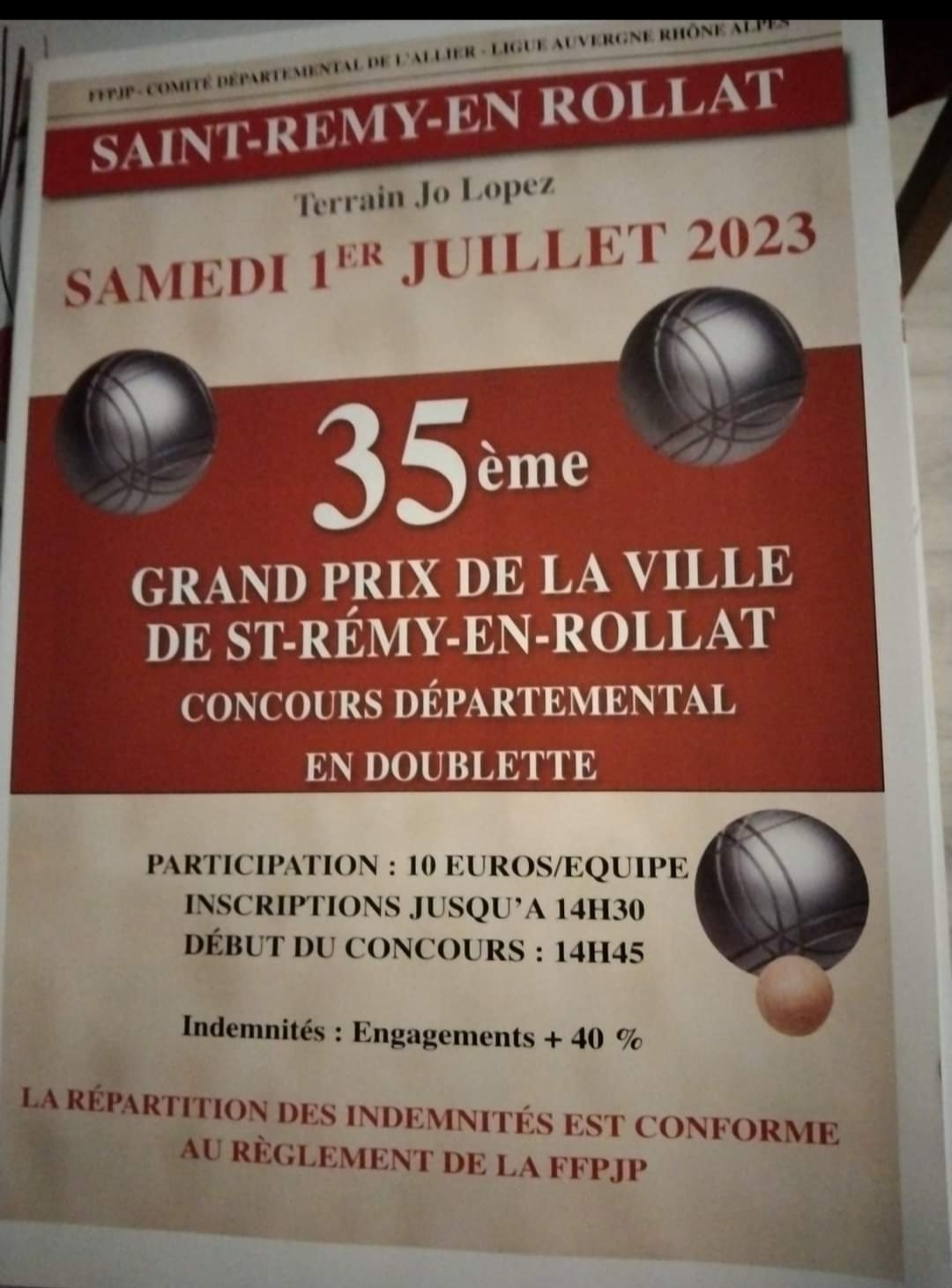 35eme GRAND PRIX DE SAINT RÉMY EN ROLLAT - SAMEDI 1er JUILLET 2023