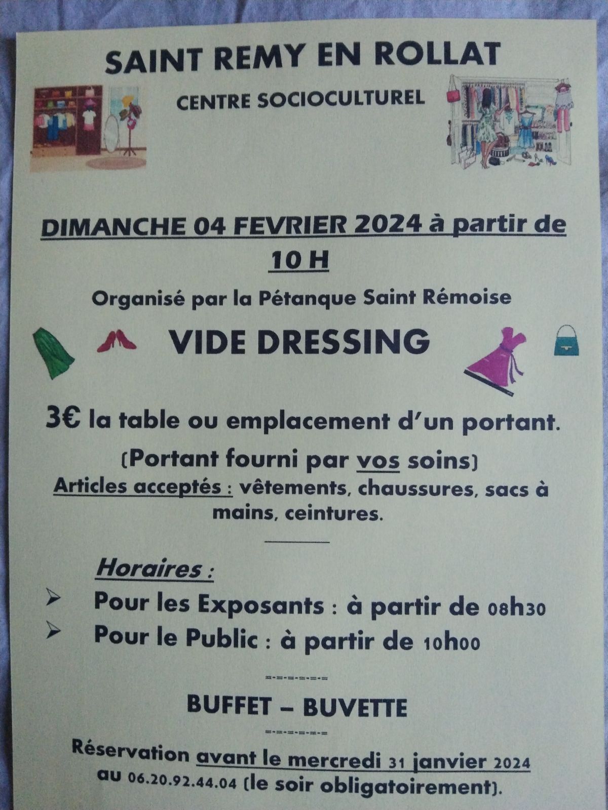 CONCOURS DE BELOTE ET VIDE DRESSING