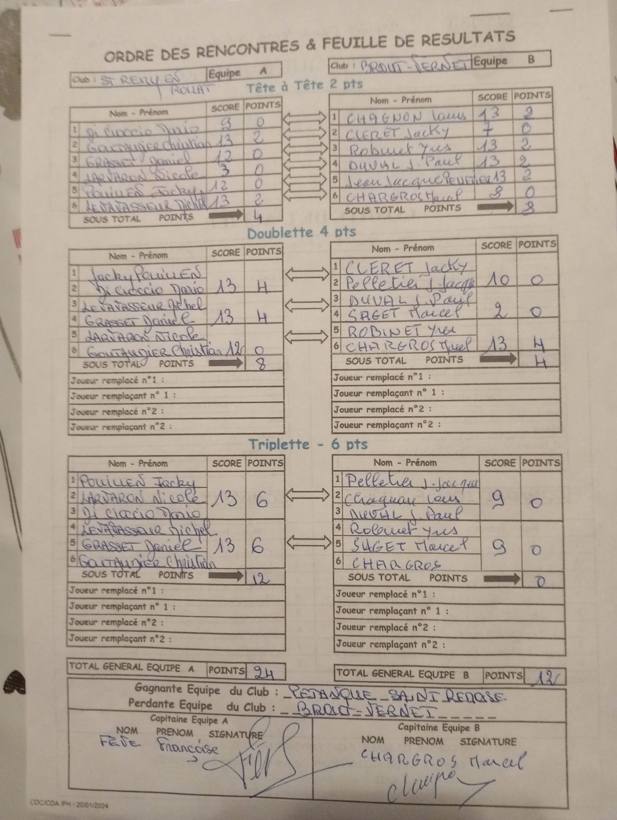VICTOIRE DES VÉTÉRANS (B) EN CHAMPIONNAT DES CLUBS FACE A BROUT VERNET