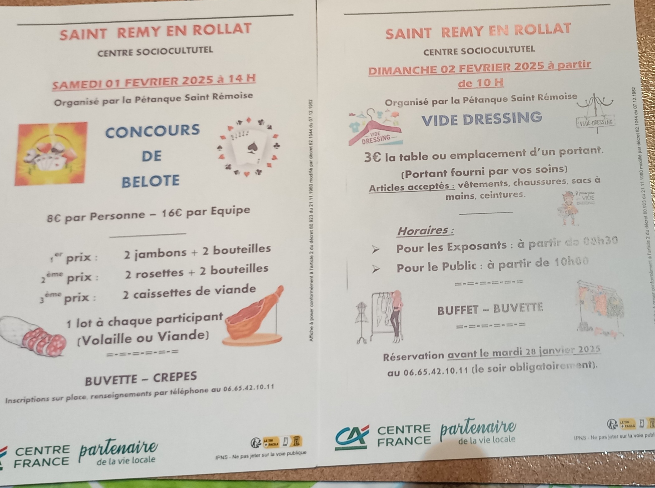 CONCOURS DE BELOTE ET VIDE DRESSING LES 1er ET 2 FÉVRIER 2025