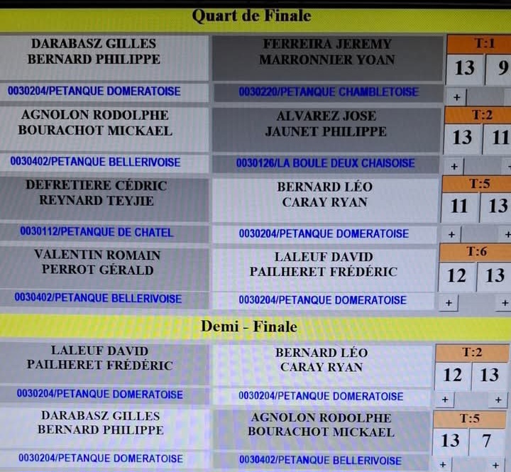 SERGE ET ALAIN S'INCLINENT EN BARRAGES FACE AUX DEMIS FINALISTES DU CHAMPIONNAT D'ALLIER DOUBLETTE PROVENCAL