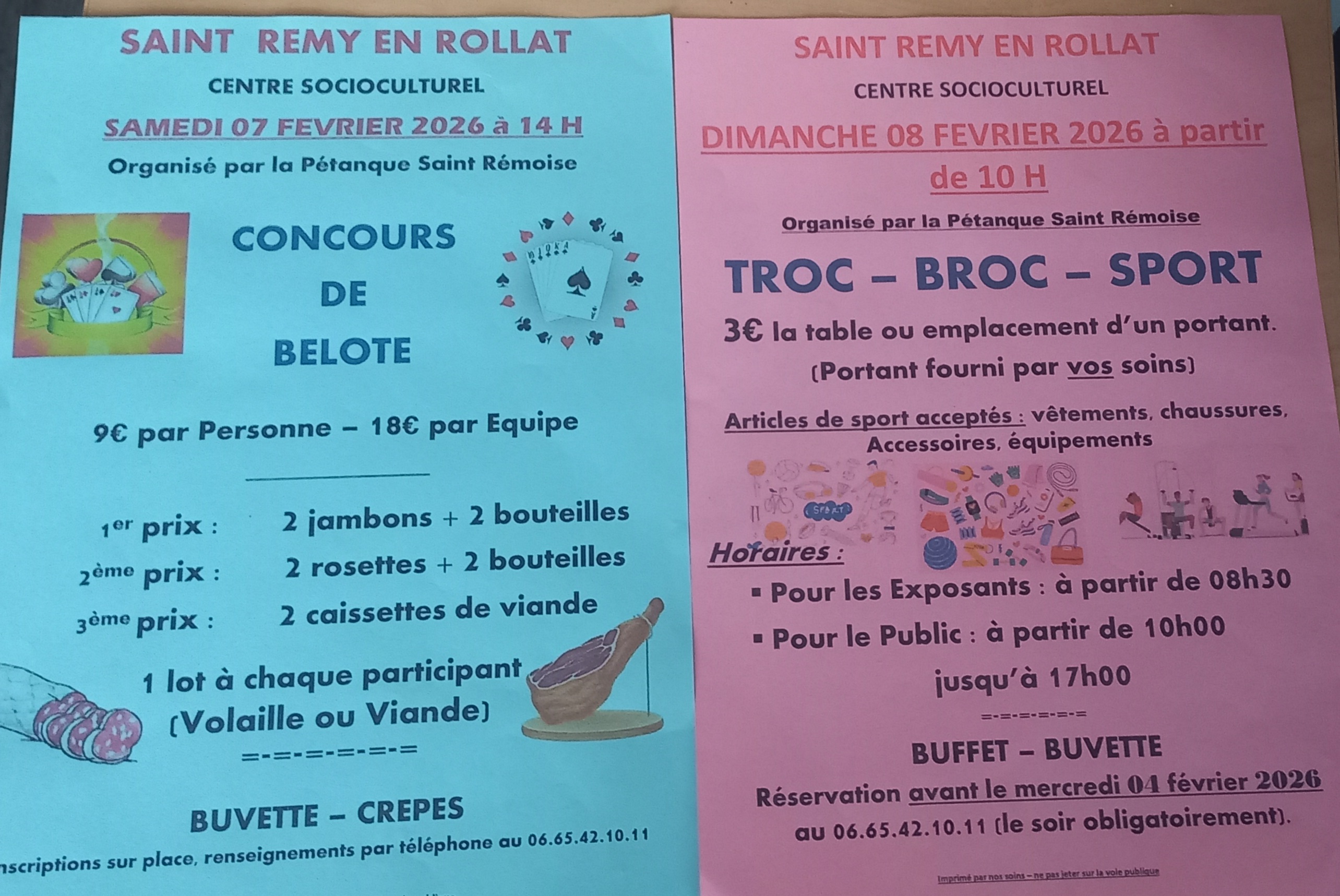 CONCOURS DE BELOTE ET TROC BROC SPORTS DES 7 ET 8 FEVRIER 2026