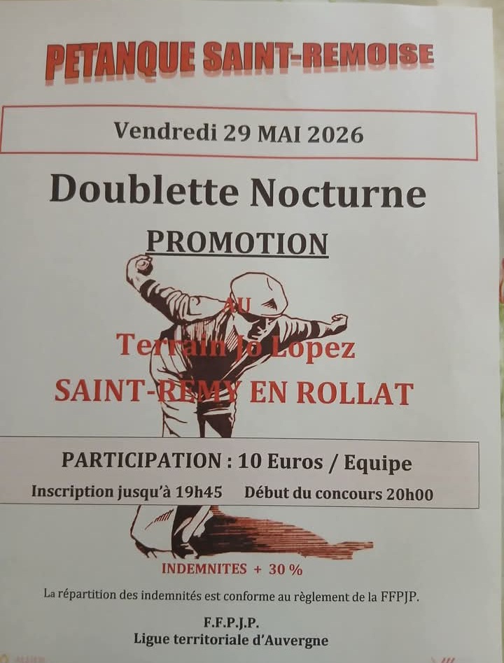 CONCOURS DOUBLETTE NOCTURNE PROMOTION DU VENDREDI 29 MAI 2026 CONCOURS DOUBLETTE NOCTURNE PROMOTION DU VENDREDI 29 MAI 2026
