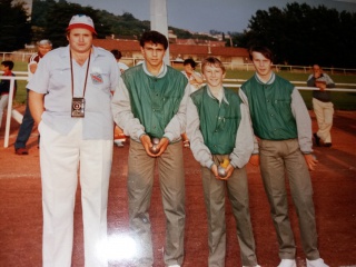1985 : CHAMPIONNATS DE FRANCE JEUNES A SAINT ETIENNE.: Marc Desternes - Nono Laurent - Bruno Mamias