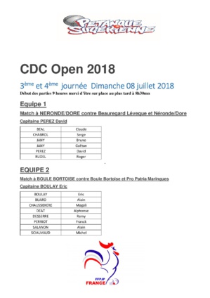 CDC OPEN 3ème et 4ème journée CDC OPEN 3ème et 4ème journée