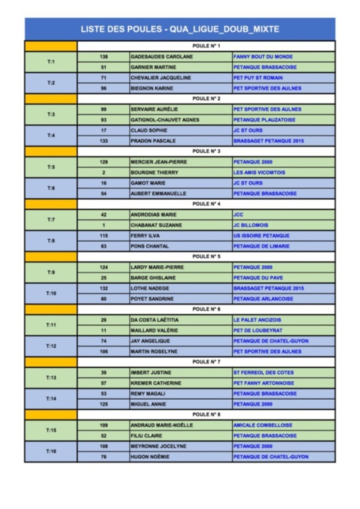 DOUBLETTE MIXTE DOUBLETTE MIXTE