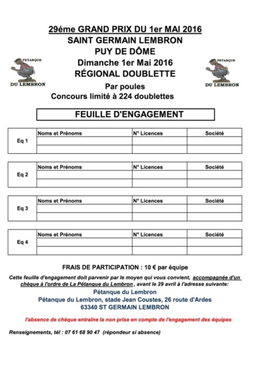 Concours St GERMAIN LEMBRON 1er MAI Concours St GERMAIN LEMBRON 1er MAI