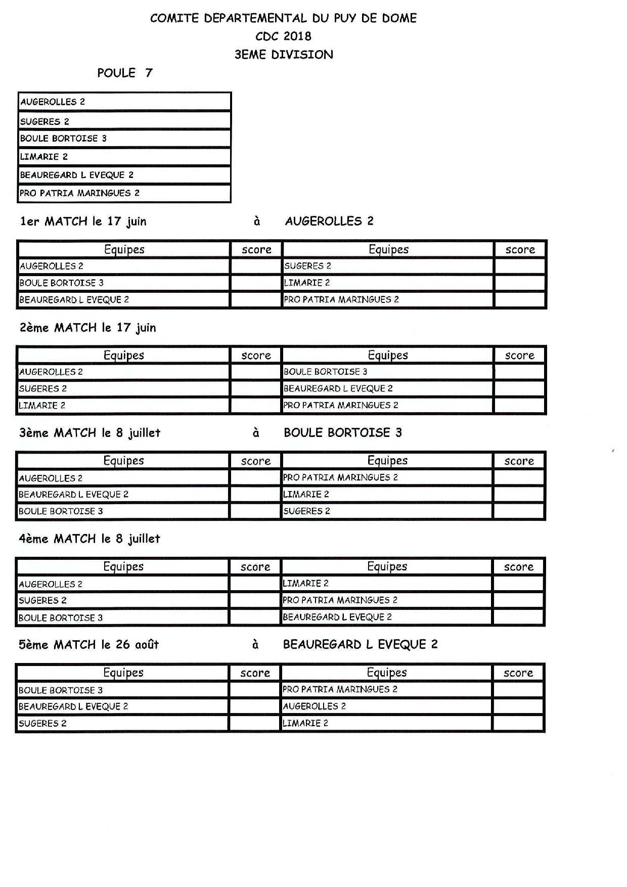 CDC OPEN LES POULES DE NOS EQUIPES