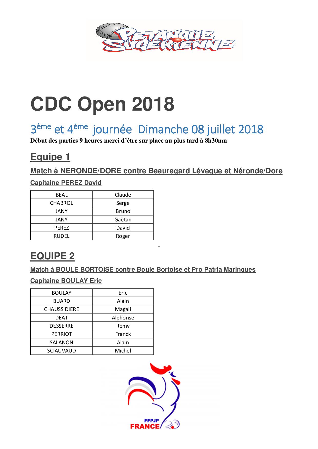 CDC OPEN 3ème et 4ème journée