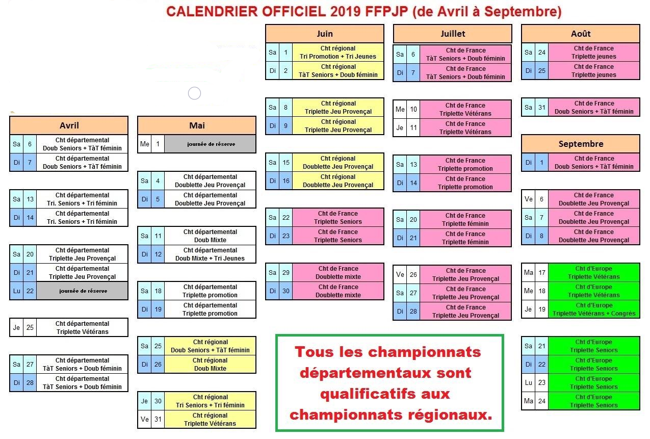 CALENDRIER OFFICIEL FFPJP 2019 CALENDRIER OFFICIEL FFPJP 2019