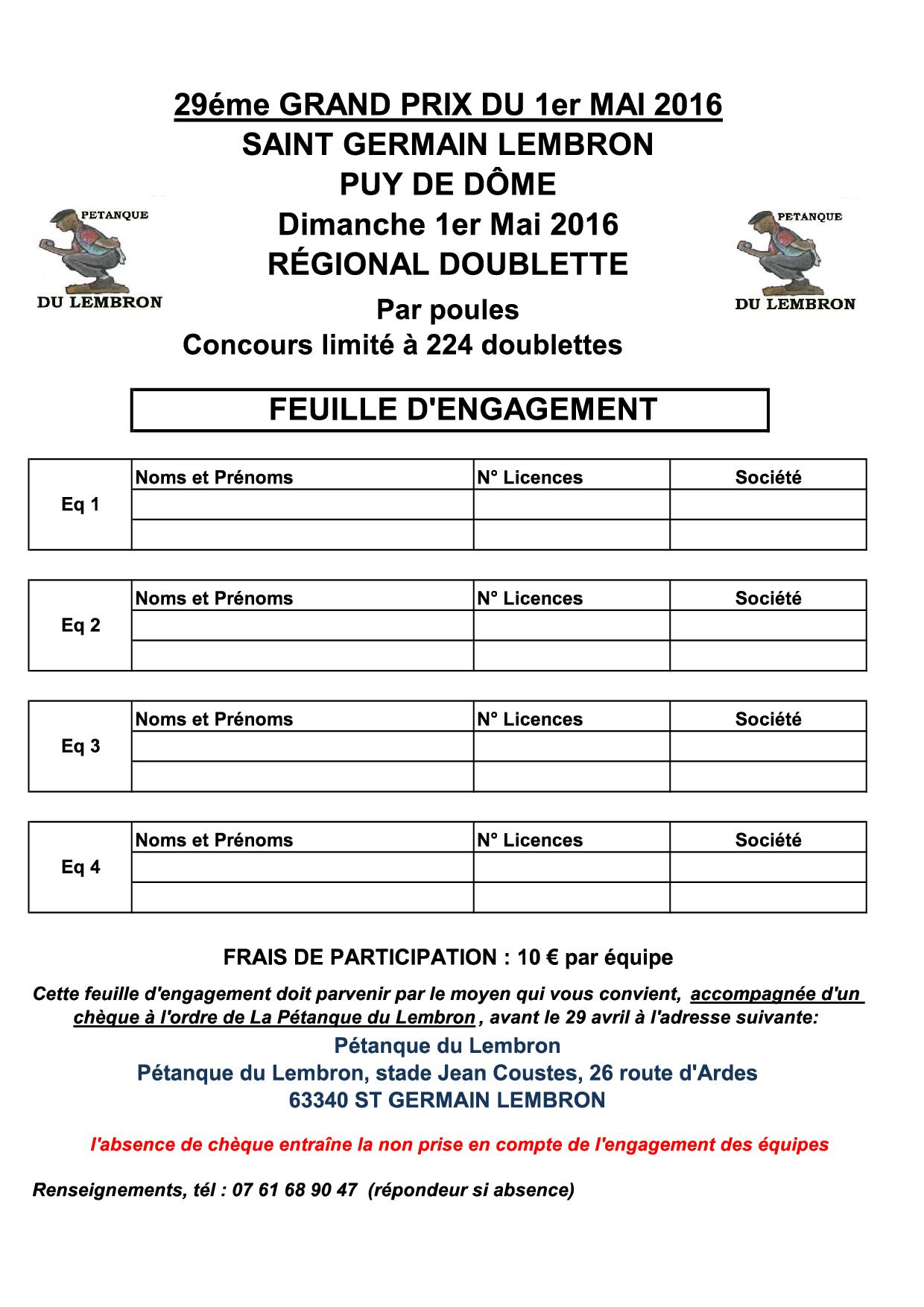 Concours St GERMAIN LEMBRON 1er MAI Concours St GERMAIN LEMBRON 1er MAI