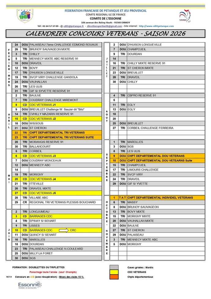 Calendrier Vétéran 2026 Calendrier Vétéran 2026