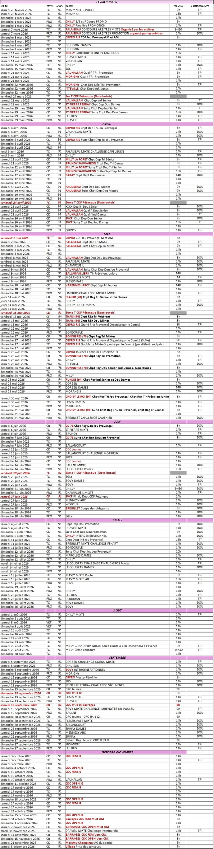 Calendrier Essonne 2026 Calendrier Essonne 2026
