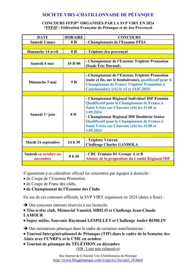 Calendrier SVCP 2024