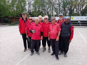 L'équipe SVCP 1 : Didier, Laurent, Jean-Marc, Patrick (joueur et coach), René, Giuseppe, Michel et Max