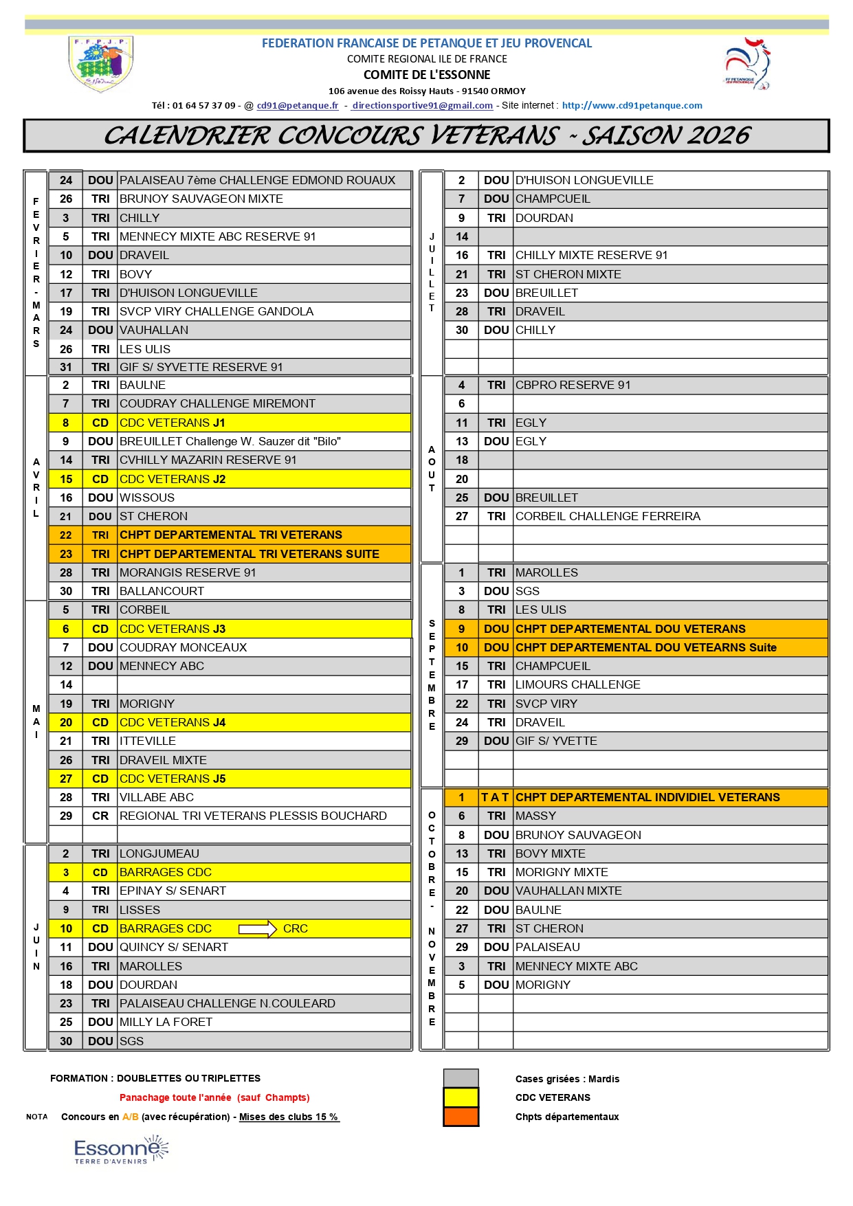 Calendrier Vétéran 2026 Calendrier Vétéran 2026