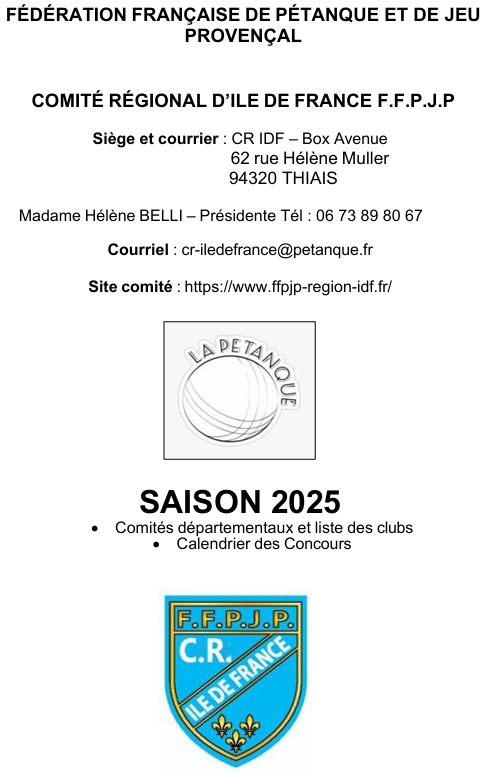 Calendrier IDF 2025