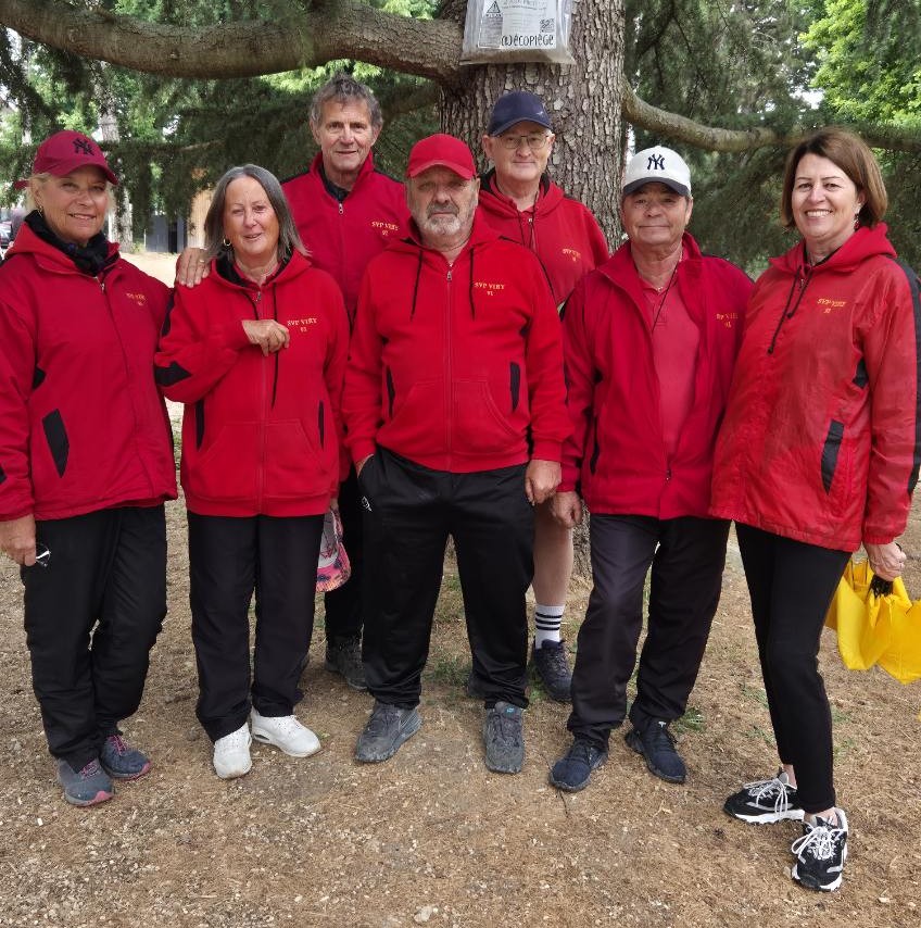 L'équipe SVCP 2 : Marielle, Marie-France, Guy, Christophe, Patrick (joueur et coach), Giuseppe et Nathalie