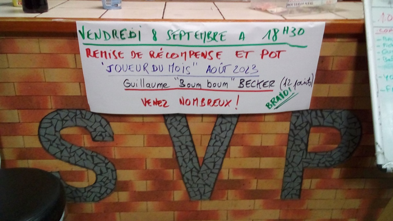 Joueur du Mois août 2023 Joueur du Mois août 2023