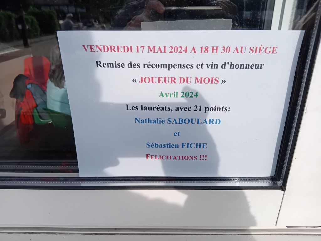 Joueur du Mois Avril 2024 Joueur du Mois Avril 2024