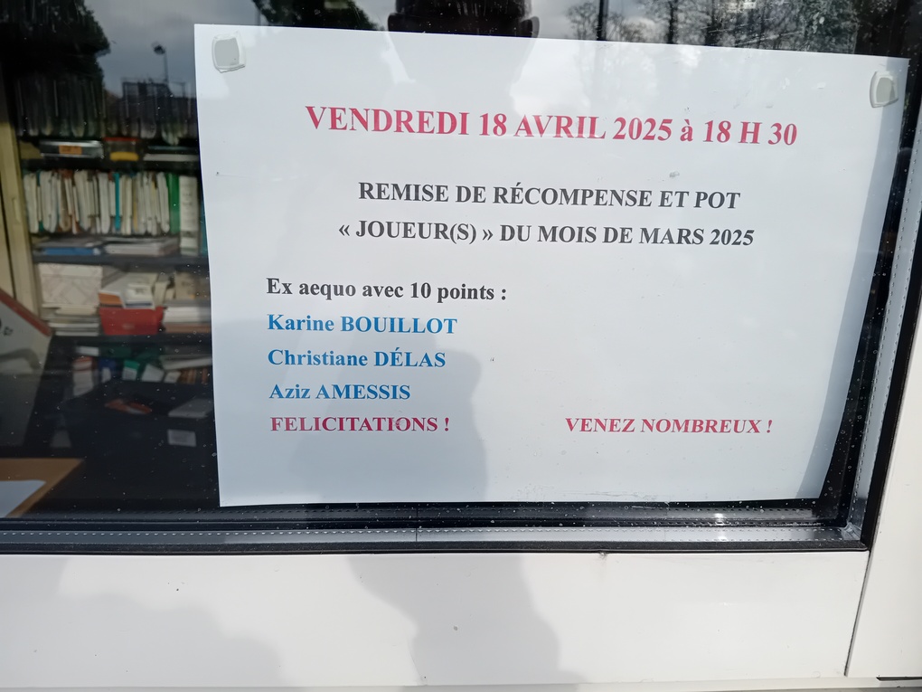 "Joueurs du Mois" de mars 2025