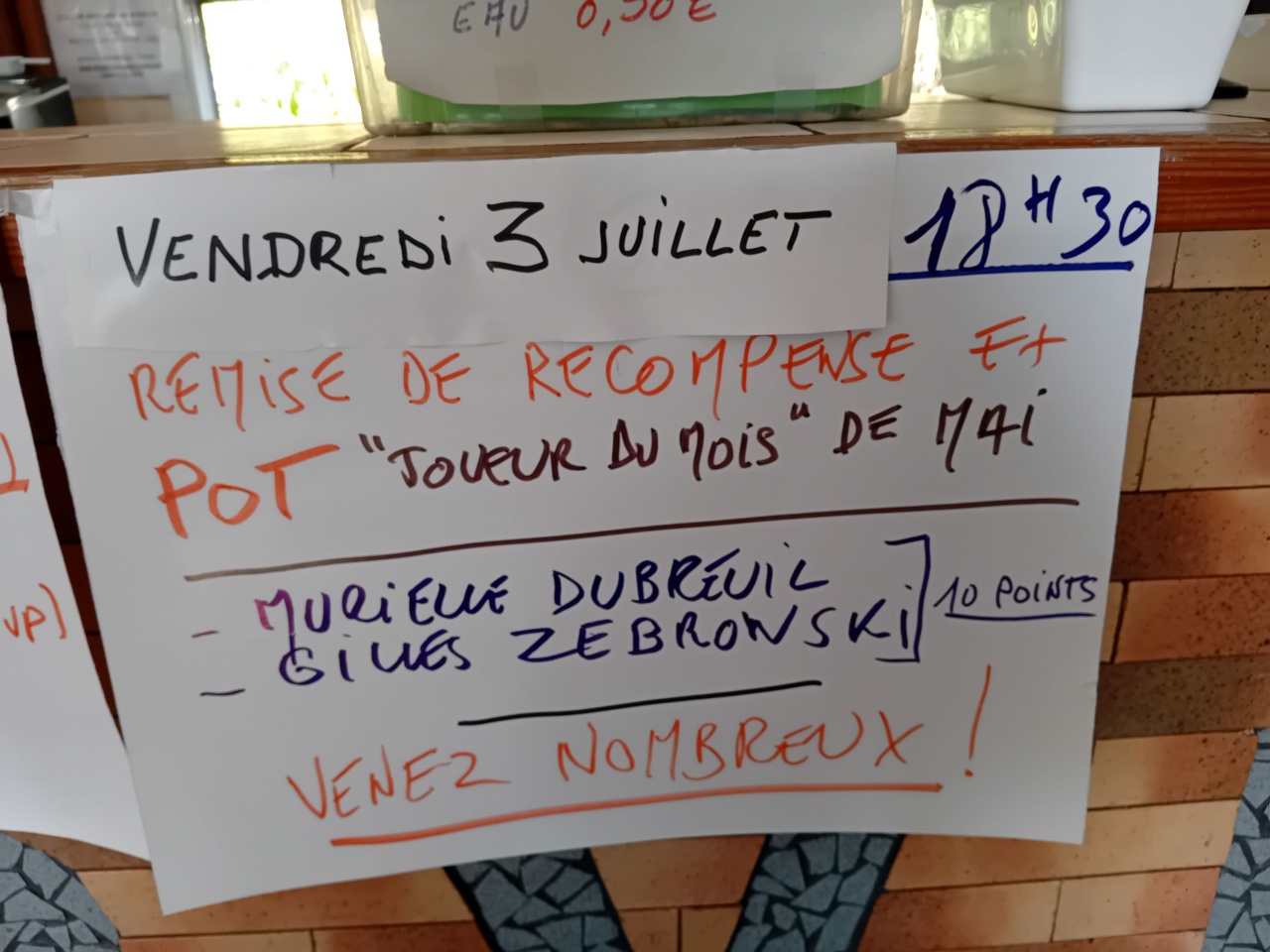 "Joueur du Mois" mai 2026