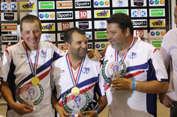 Les champions de France triplettes 2010 > Philippe SUCHAUD, Henri LACROIX et Philippe SUCHAUD