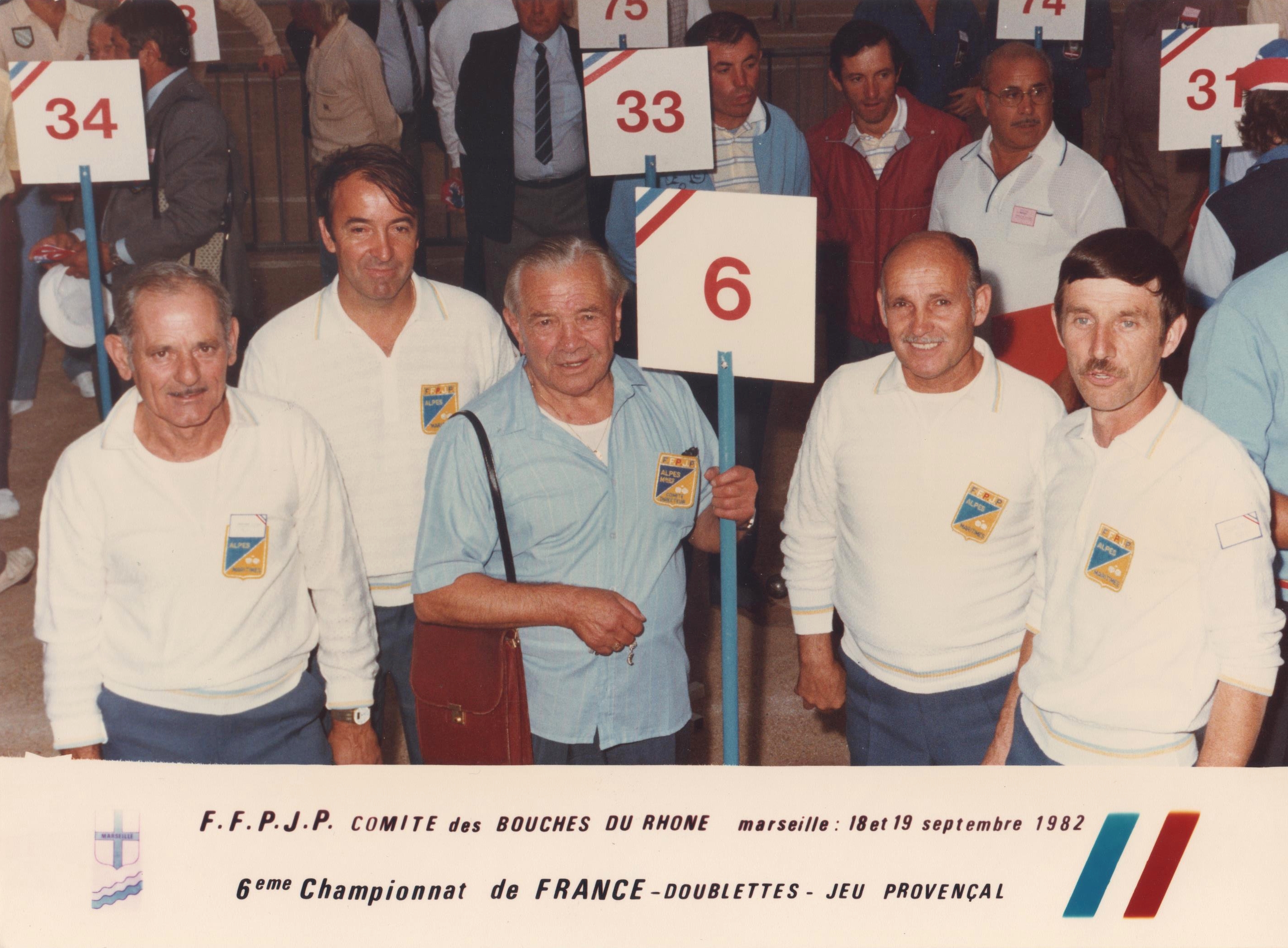 Les 2 doublettes du 06 qualifiées pour le championnat de France 1982 au Jeu Provençal : CHECCONI-RANCUREL et MAILLAN-MOSCIONI
