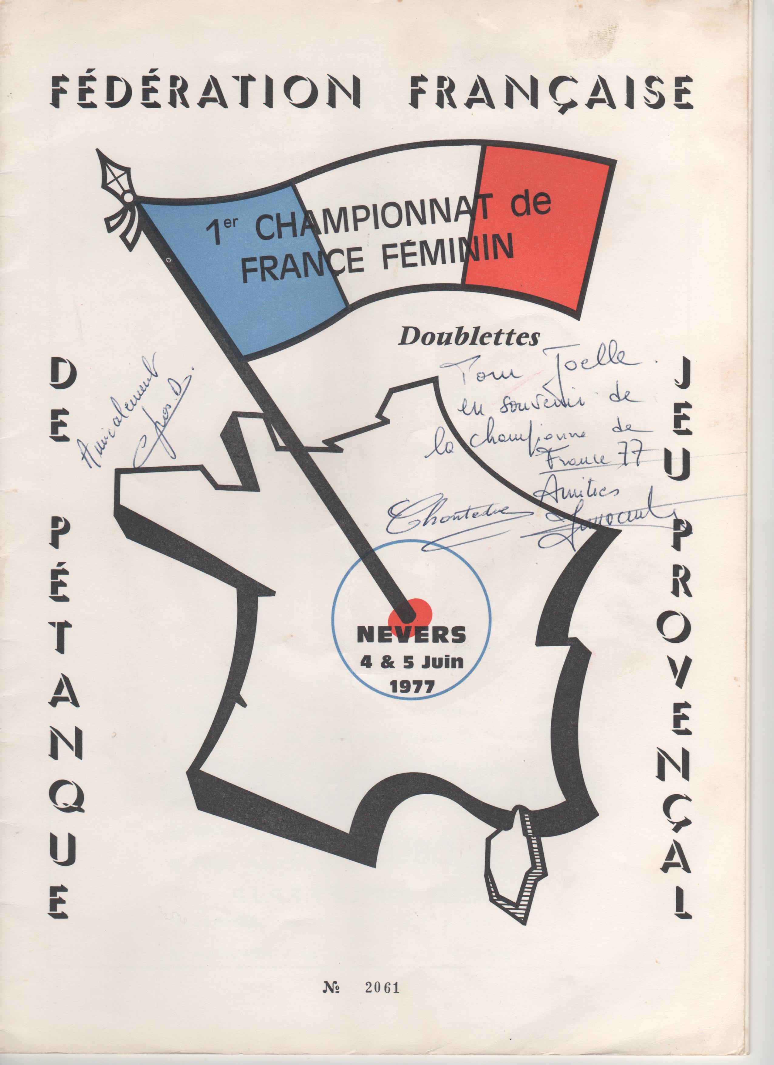 Toutes les joueuses qualifiées au Championnat de France doublettes féminines de 1976 à 2023
