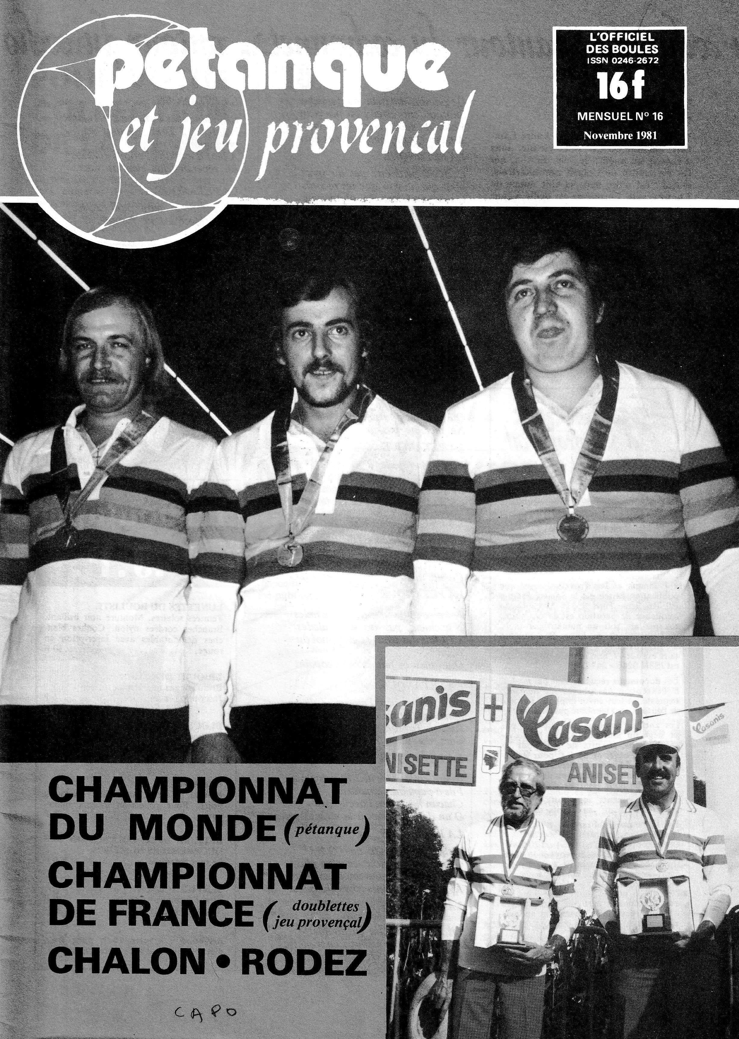 PETANQUE ET JEU PROVENCAL DE 1980 A 1982 PETANQUE ET JEU PROVENCAL DE 1980 A 1982