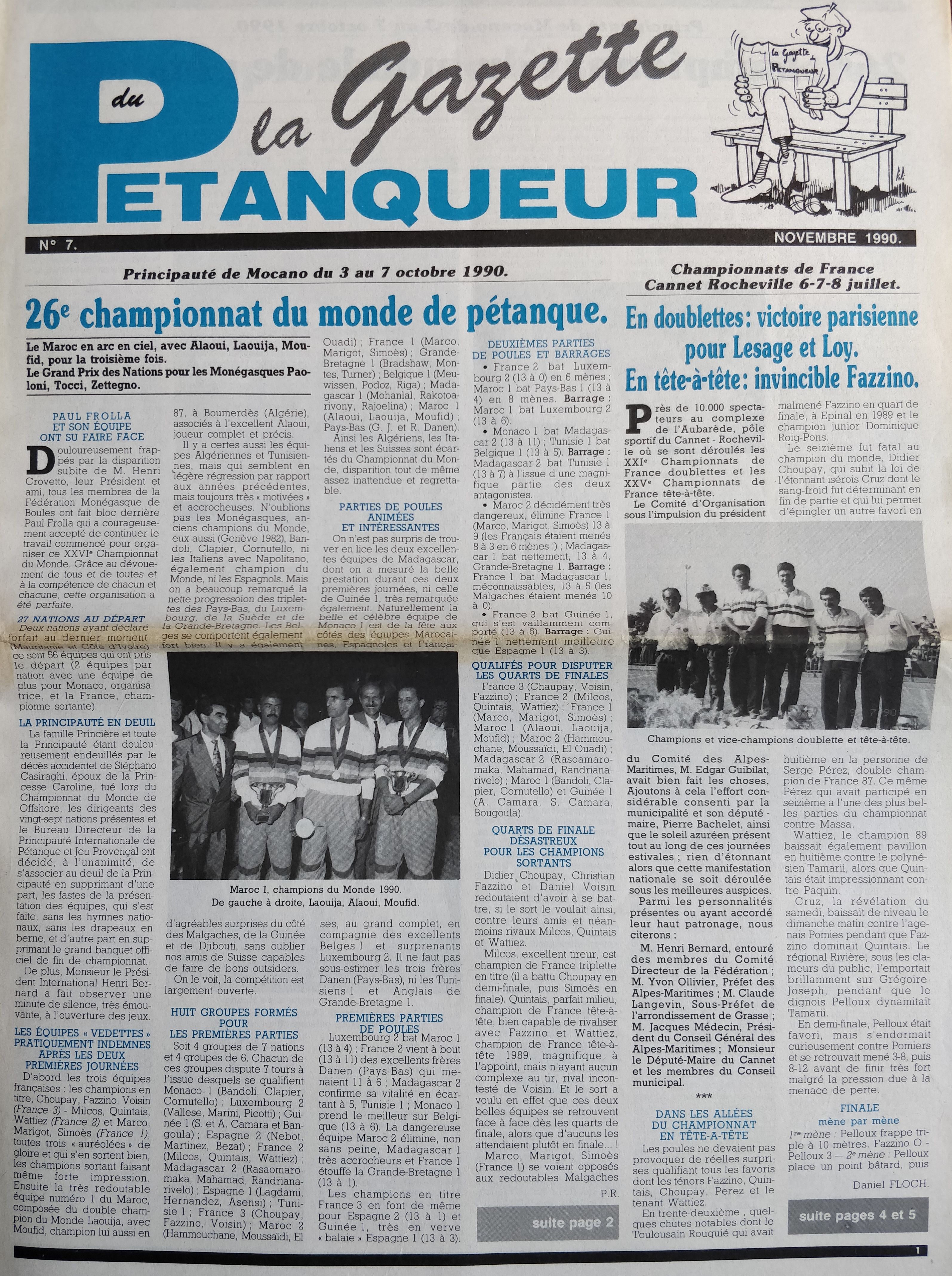 LA GAZETTE DU PETANQUEUR DE 1989 A 2001