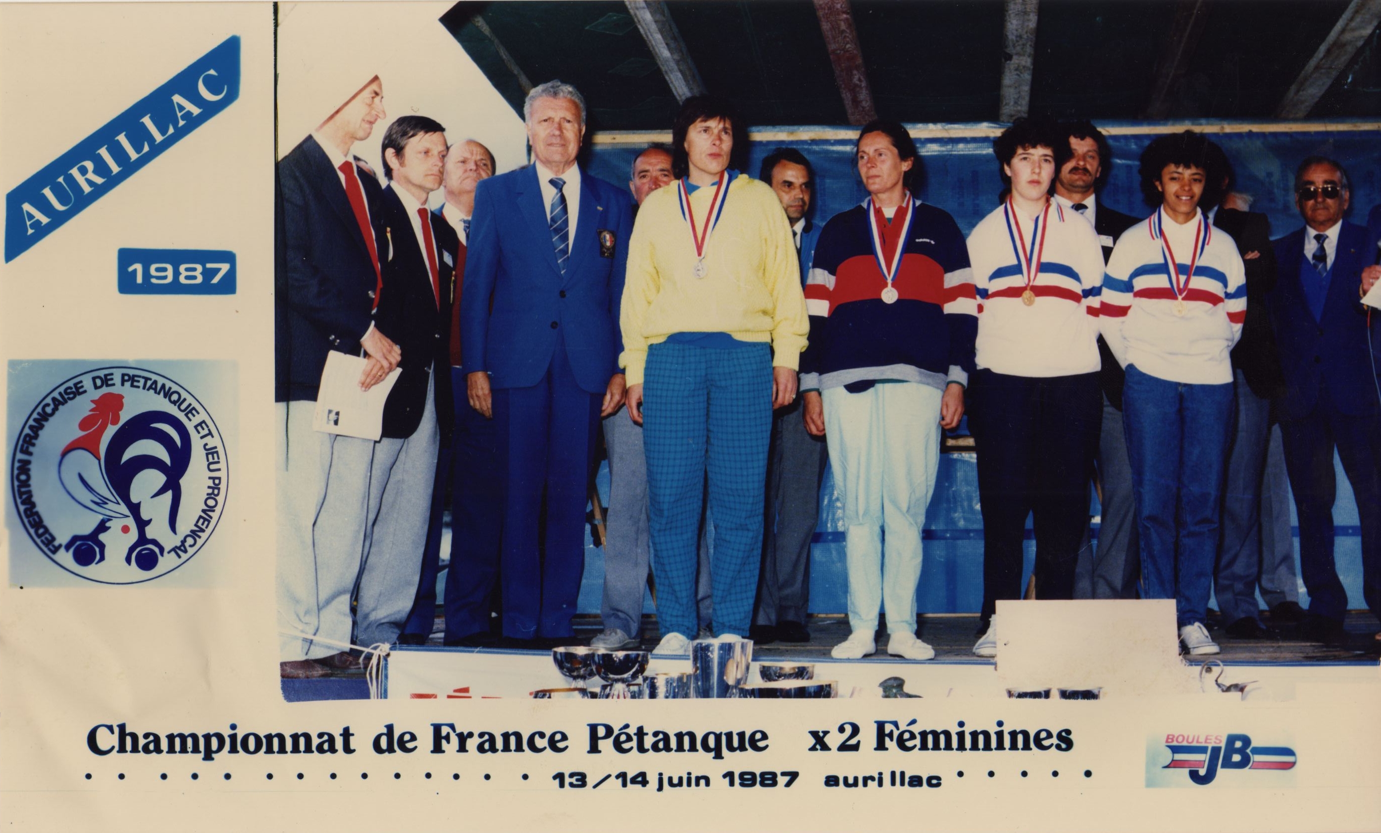 Le podium du championnat de France doublettes féminines 1987 Le podium du championnat de France doublettes féminines 1987
