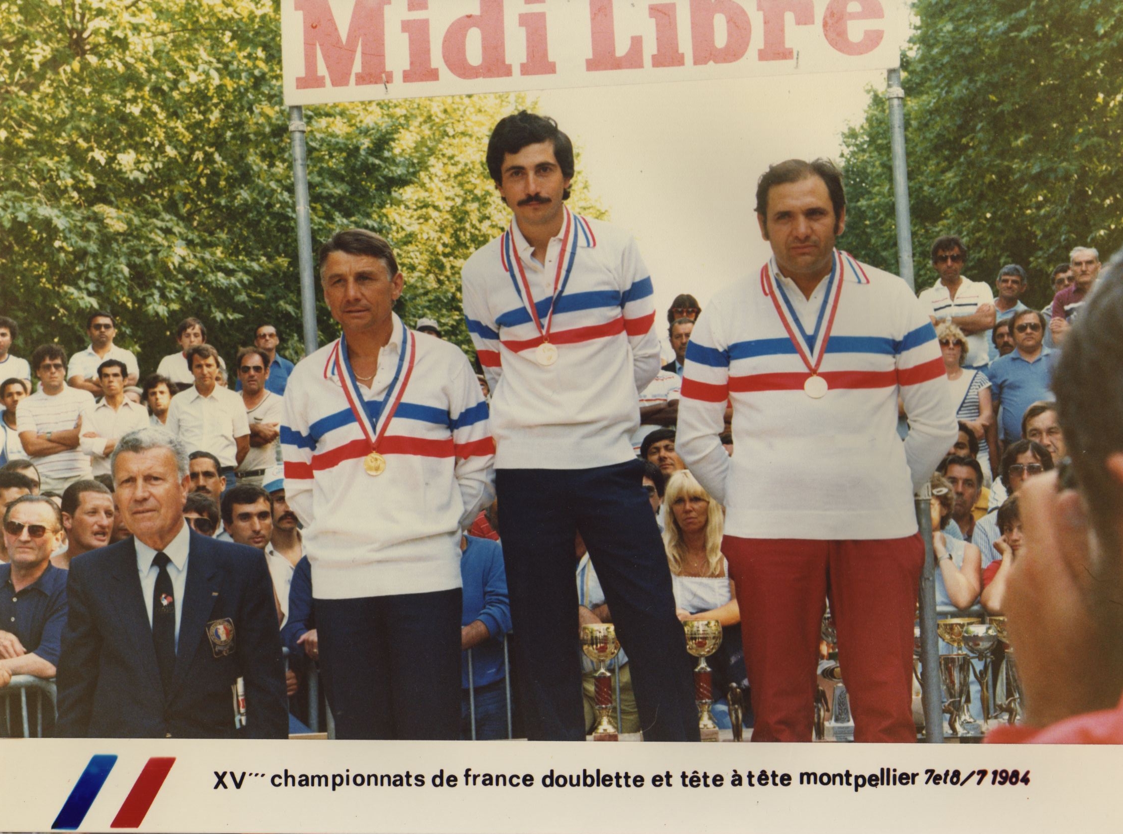 Les champions de France 1984 à MONTPELLIER, pour la doublette VOISIN et FAZZINO pour l'individuel COMBARNOUS Les champions de France 1984 à MONTPELLIER, pour la doublette VOISIN et FAZZINO pour l'individuel COMBARNOUS