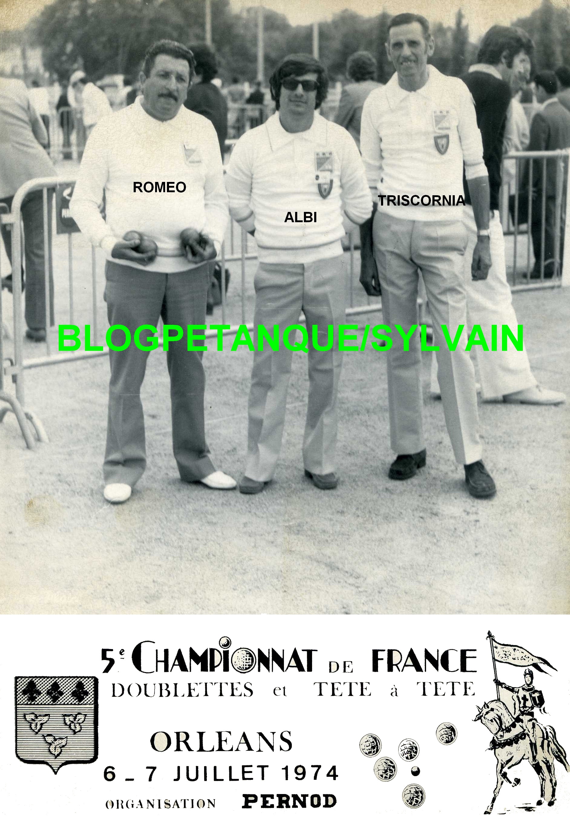 Les champions doublettes du 06 accompagné du vice champion individuel 1973