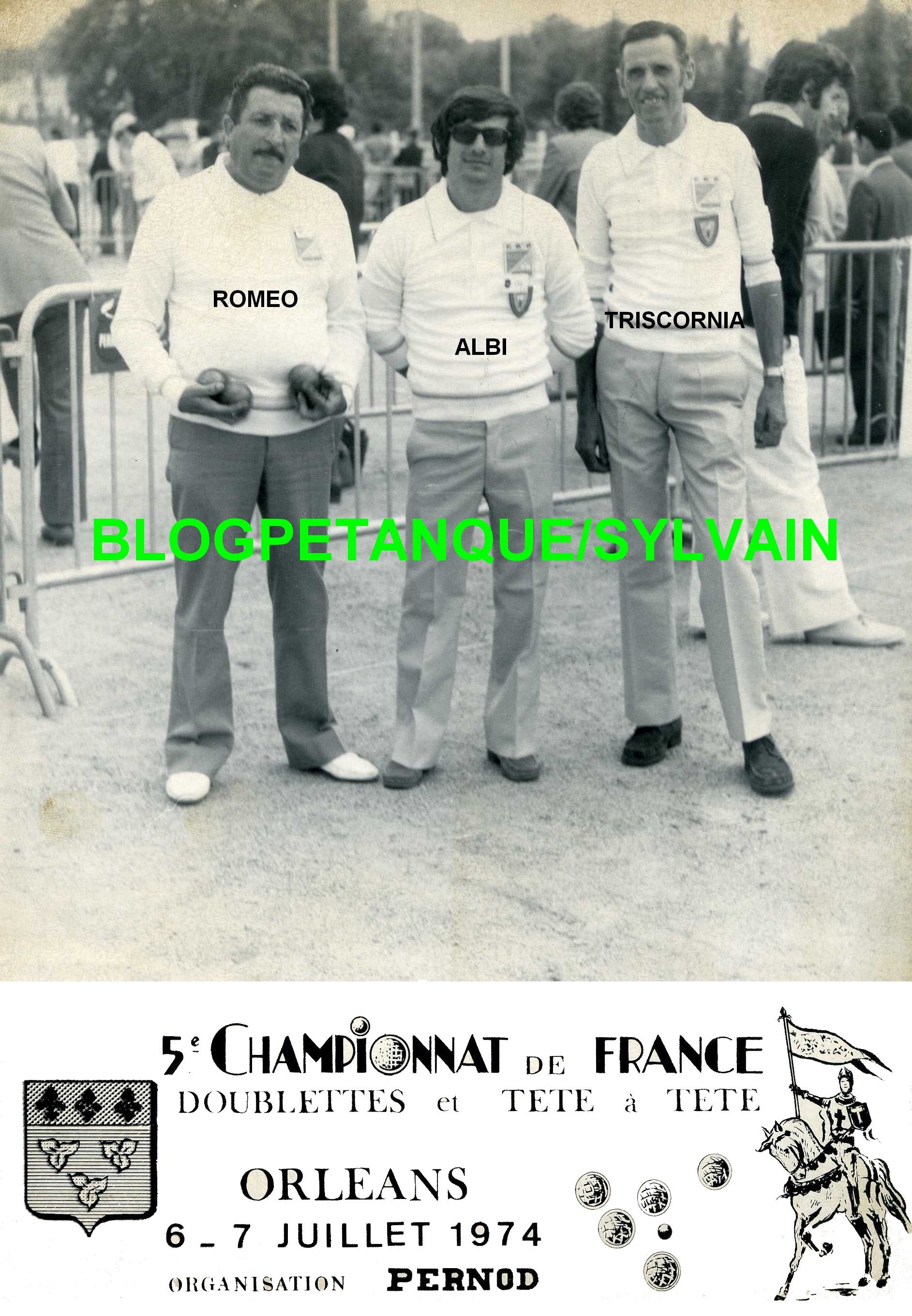 Les champions doublettes du 06 accompagné du vice champion individuel 1973 Les champions doublettes du 06 accompagné du vice champion individuel 1973