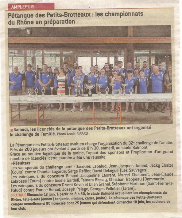 Résultat Challenge de l'Amitié 2017 à Amplepuis Résultat Challenge de l'Amitié 2017 à Amplepuis