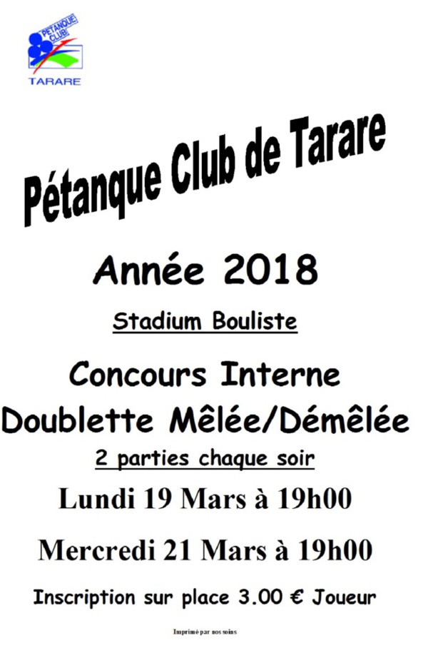 Concours entraînement mêlée/démêlée 19 et 21 Mars