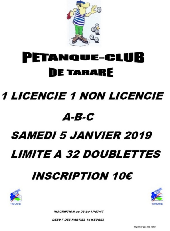 Concours 1 licencié / 1 non licencié Janvier 2019 Concours 1 licencié / 1 non licencié Janvier 2019