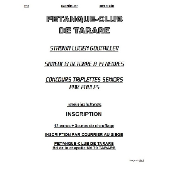 Concours Triplette Séniors Officiel Concours Triplette Séniors Officiel