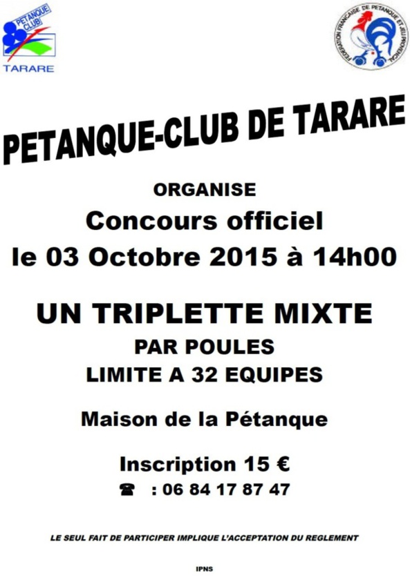 Triplettes mixtes du 03 Octobre 2015 Triplettes mixtes du 03 Octobre 2015