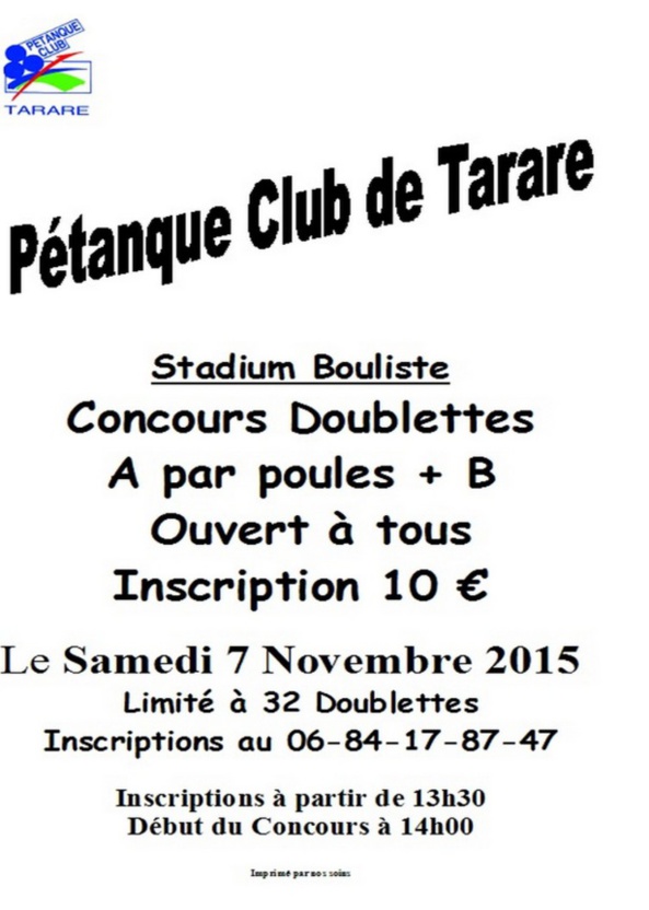 Concours doublette du 07 Novembre 2015 Concours doublette du 07 Novembre 2015