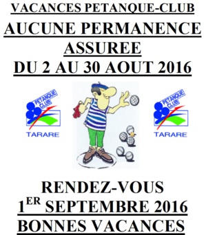 Vacances du Pétanque Club de Tarare