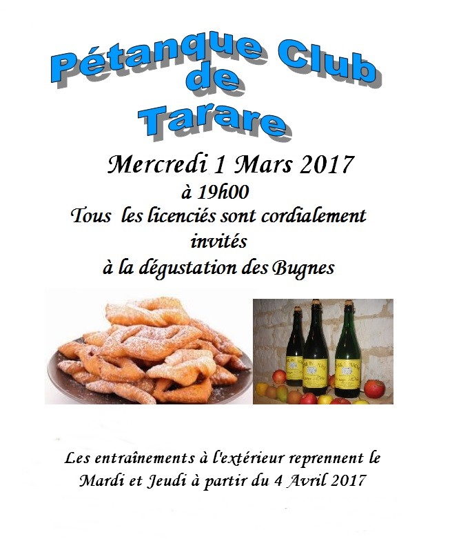 Dégustation de bugnes au Club de Pétanque