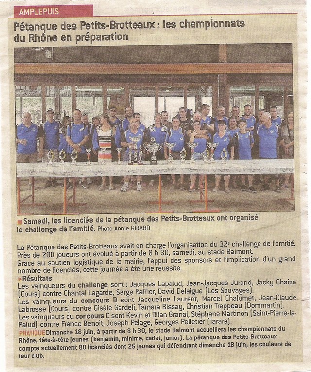 Résultat Challenge de l'Amitié 2017 à Amplepuis Résultat Challenge de l'Amitié 2017 à Amplepuis