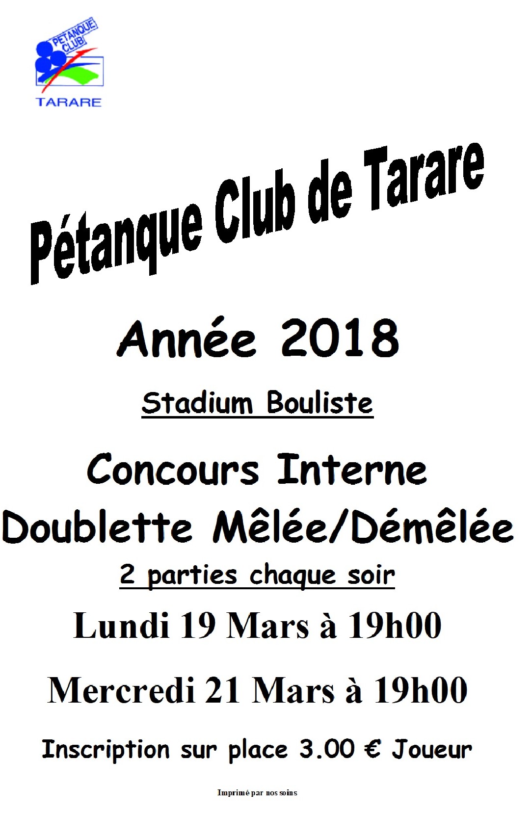 Concours entraînement mêlée/démêlée 19 et 21 Mars
