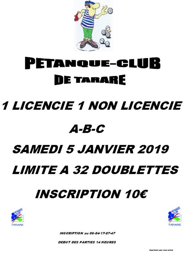 Concours 1 licencié / 1 non licencié Janvier 2019 Concours 1 licencié / 1 non licencié Janvier 2019