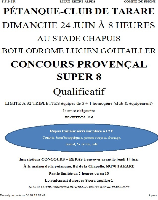 concours provençal le 24 juin à Tarare