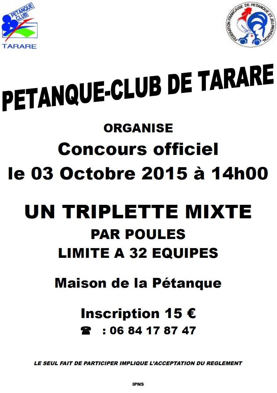 Triplettes mixtes du 03 Octobre 2015 Triplettes mixtes du 03 Octobre 2015