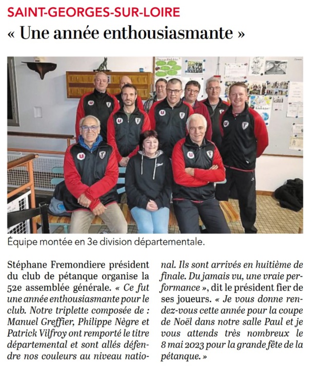 Article courrier de l'Ouest 15 Novembre 2022